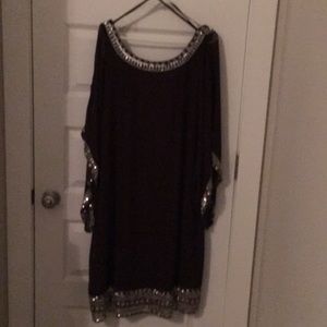 Evening dress, just below the knee